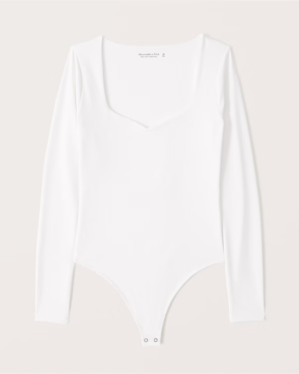 Long-Sleeve Double-Layered Seamless Fabric Sweetheart Bodysuit | Abercrombie & Fitch (US)