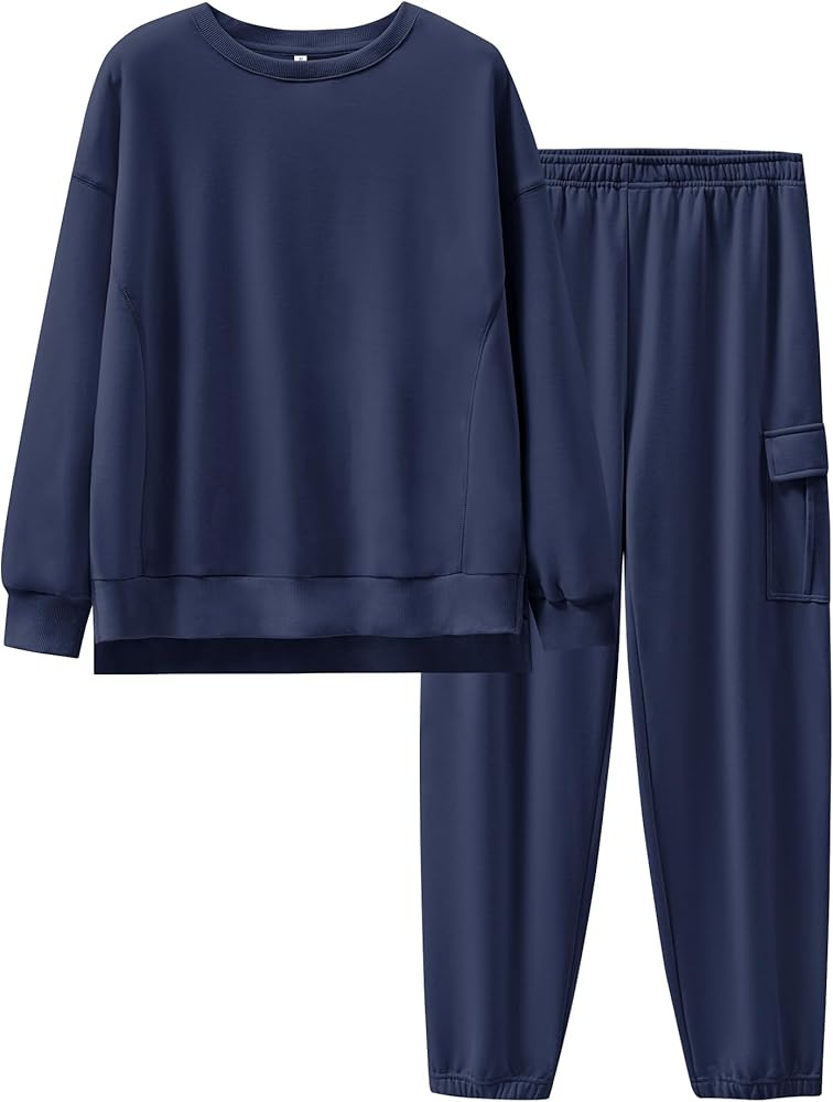 ANRABESS Women 2 Piece Outfits Sweatsuit Oversized Sweatshirt Matching Cargo Jogger Sweatpants 20... | Amazon (US)