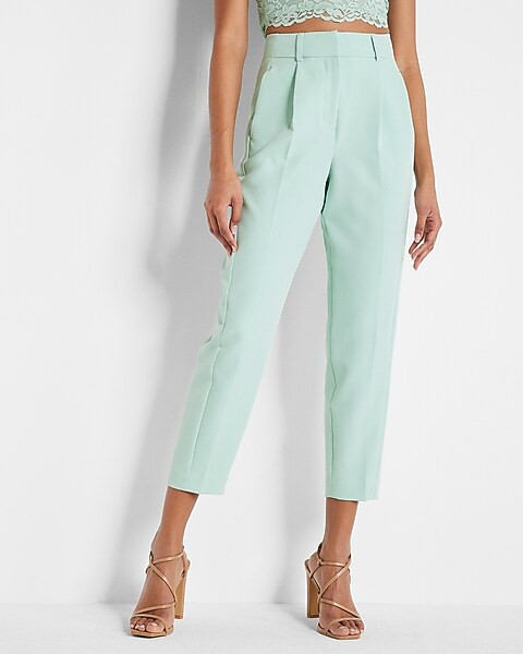 High Waisted Pleated Ankle Pant | Express