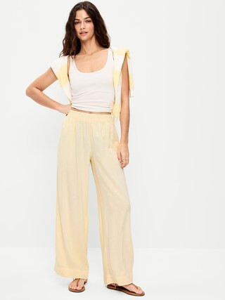 High-Waisted Linen-Blend Super Wide-Leg Pants | Old Navy (CA)