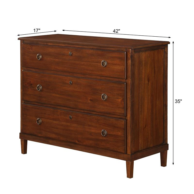 Comfort Pointe Cambridge Brown Finished Wood 3-Drawer Dresser | Homesquare