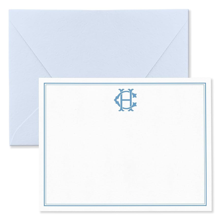 Chic Interlocking 2 Letter Monogram Note Card and Envelope Stationery Set, Classic Monogrammed Pe... | Amazon (US)