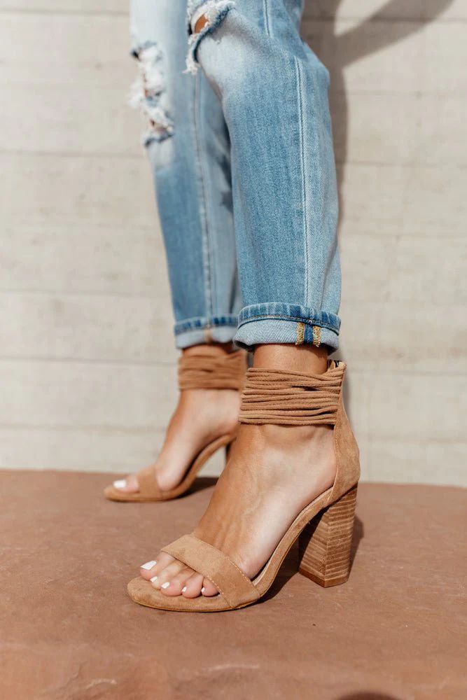 Blair Ankle Strap Heels in Nude - böhme | Bohme