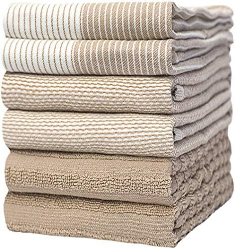 Premium Kitchen Towels (20”x 28”, 6 Pack) | Large Cotton Kitchen Hand Towels | Flat & Terry D... | Amazon (US)