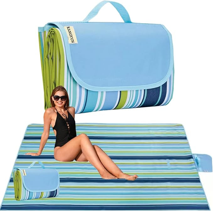 K Y KANGYUN Beach Blanket Outdoor Picnic Blankets Mat 80"x60" Extra Large Waterproof Sand Proof C... | Amazon (US)