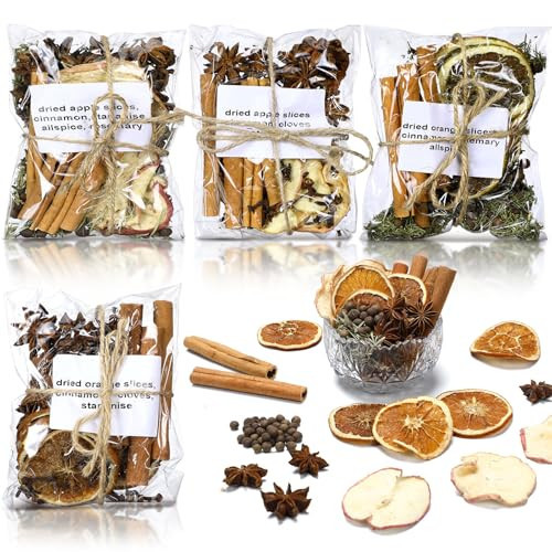 Siifert 4 Pcs Christmas Stovetop Potpourri Xmas Simmer Pot Kit Dried Orange Apple Pieces Potpourri Simmer Pot Room Air Freshener Sachet Botanical Bowl Filler Gift Decor for Holiday Xmas Decor | Amazon (US)