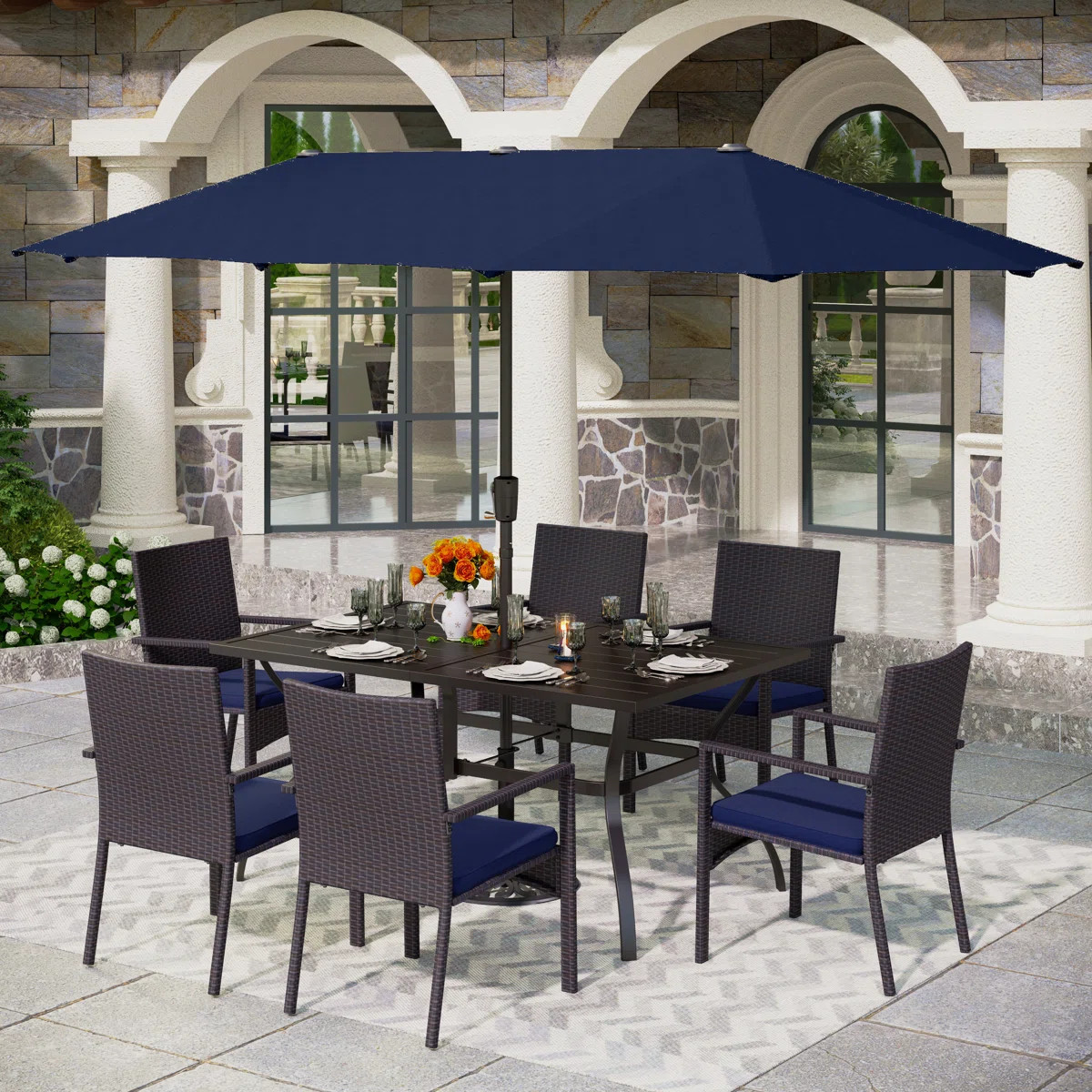 Alyah 6 - Person Patio Dining Set with Rectangular Table , Cushions Included | Wayfair North America
