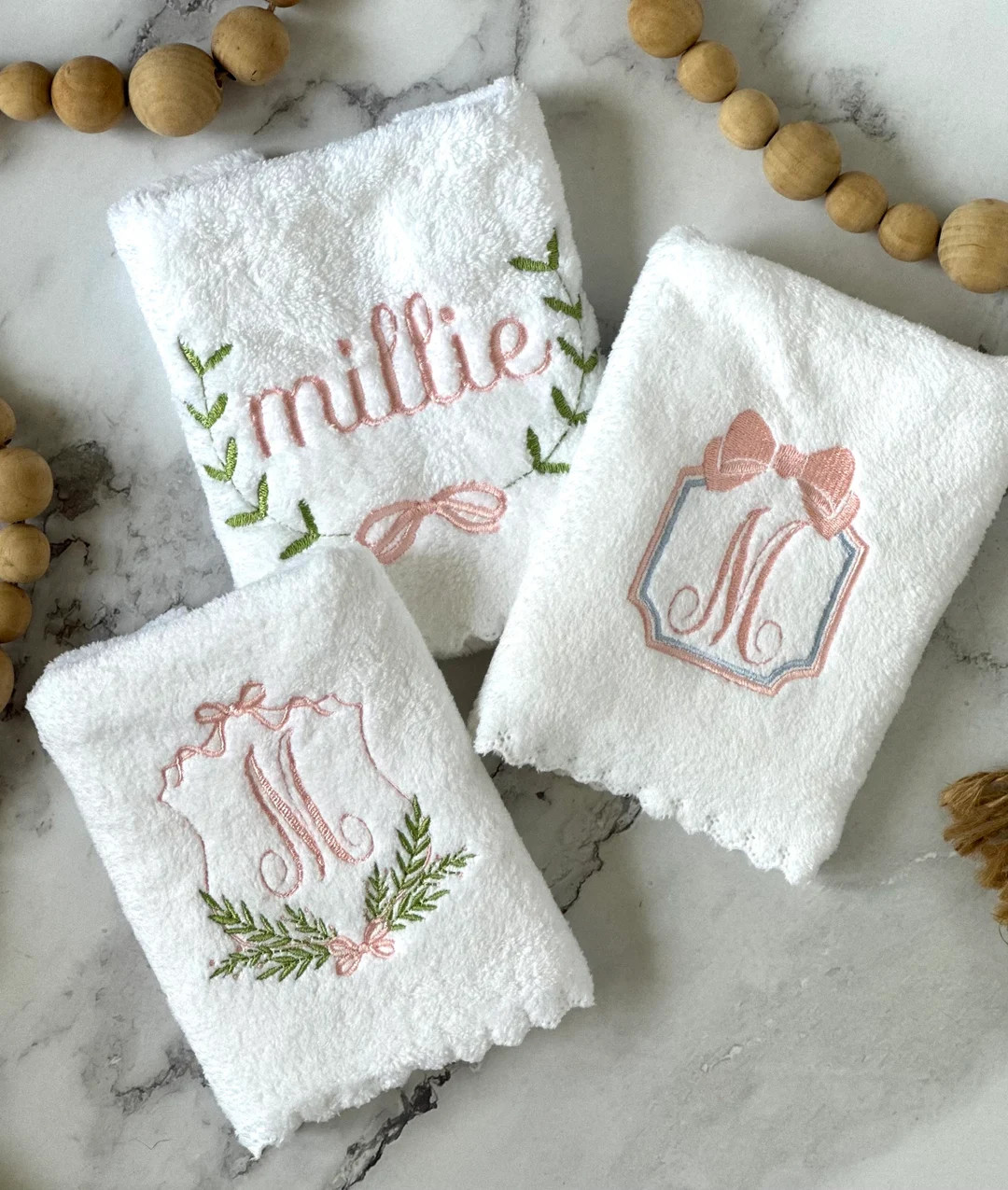 Embroidered Baby Burp Clothes Ultra Soft with Delicate Scalloped Edges | Etsy (US)