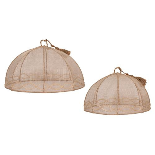 Juliska Tuileries Garden French Natural Woven Abaca Food Cover - Set of 2 | Kathy Kuo Home