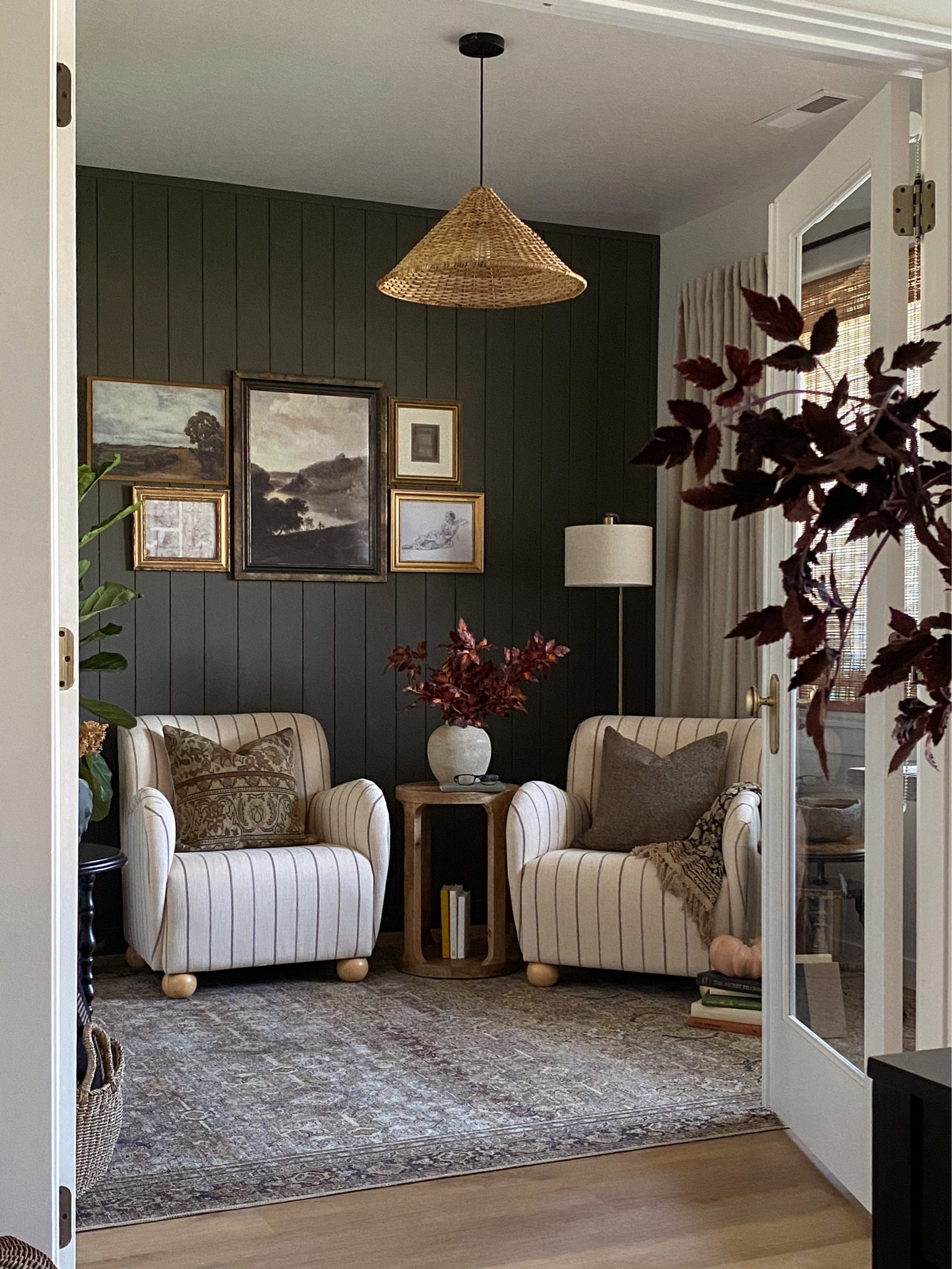 Den inspo, affordable home decor, noodle bench, Target home, bun foot accent chair, upholstered accent chair, gallery wall inspo, accent table, throw pillows, throw blanket, loloi rug, vintage rug, dried florals, conical lamp shade, rattan lampshade, affordable finds, home decor, minimalist faux tree, citrus tree, Amazon tree, striped accent chair, antique piano stool 
#LTKFind 

#LTKhome #LTKsalealert #LTKstyletip