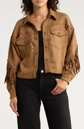 Vigoss Fringed Faux Suede Shirt Jacket | Nordstromrack | Nordstrom Rack