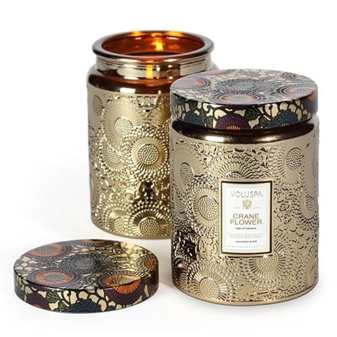 Voluspa Crane Flower Large Metallic Glass Jar Candle 16 oz | Amazon (US)