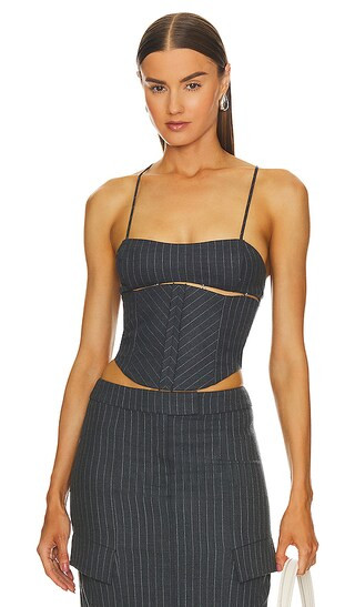 Pine Corset Top in Charcoal Pinstripe | Revolve Clothing (Global)