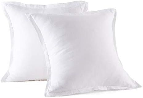 meadow park Stone Washed French Linen European Pillow Shams, Set of 2 Pieces, 26 inches x 26 inch... | Amazon (US)