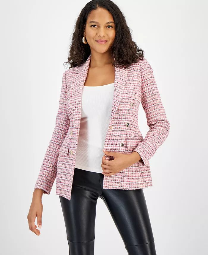 Bar III Women's Tweed One-Button Blazer, Created for Macy's - Macy's | Macy's