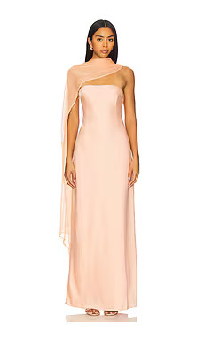 YLLW THE LABEL Vitoria Cape Dress in Peach from Revolve.com | Revolve Clothing (Global)