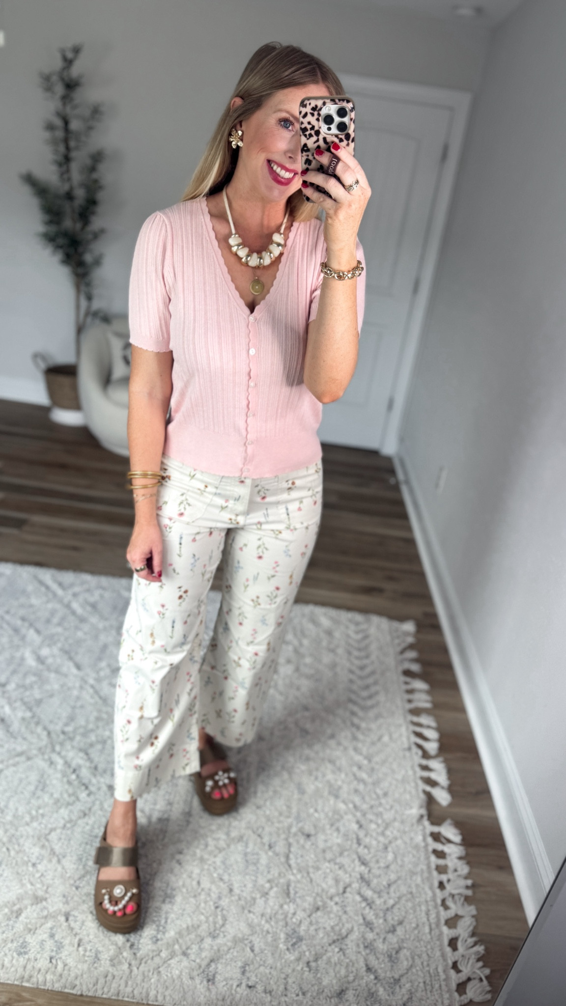 Daily try on, Walmart outfit, Walmart fashion, Walmart try on, floral pants, pink cardigan 

#LTKSaleAlert #LTKootd #LTKmomlife