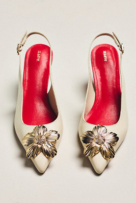 Maeve Flower Hardware Detail Slingback Heels | Anthropologie (US)
