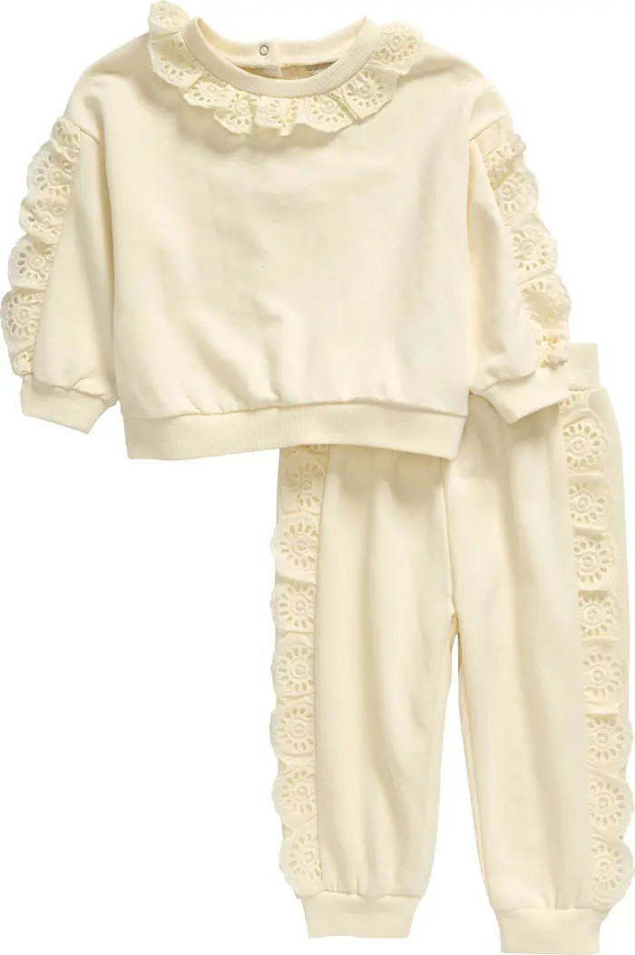 Habitual Kids Eyelet Ruffle Sweatshirt & Joggers Set | Nordstrom | Nordstrom