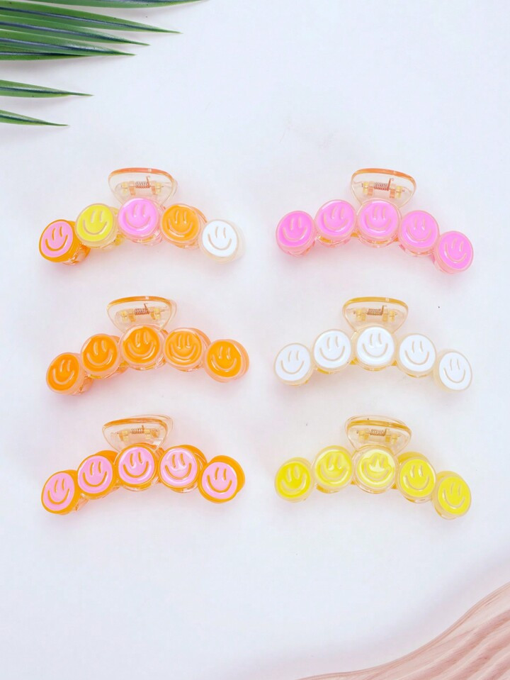 1pc Girls Colorful  Face Hair Clip, Unique Fashion Dopamine Face Claw Clip For Daily Use Or Part... | SHEIN