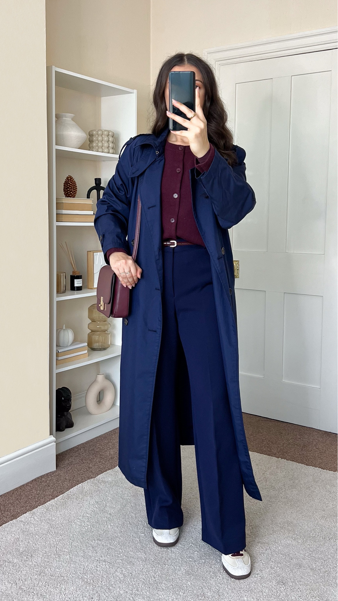 Smart casual autumn outfit. Cardigan is &Other Stories, wearing size S. Trench coat is Ralph Lauren, wearing size UK8. Trousers are &Other Stories, wearing size UK10. 

#LTKautumn #LTKstyletip #LTKeurope