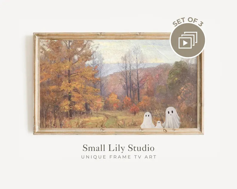 Samsung FRAME TV Ghost family in vintage landscape, Fall colors tv art, Halloween Frame tv art, A... | Etsy (Global)