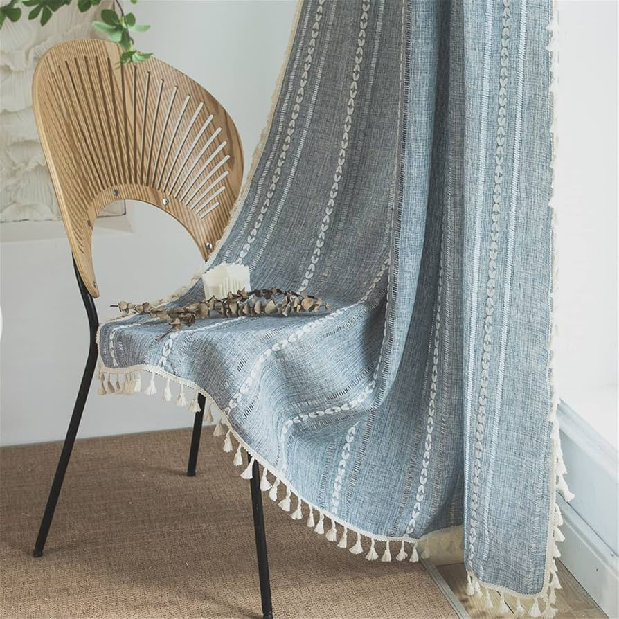 Sutuo Home Boho Curtains 84 Inches Long for Bedroom Living Room,Semi-Blackout French Country Line... | Amazon (US)