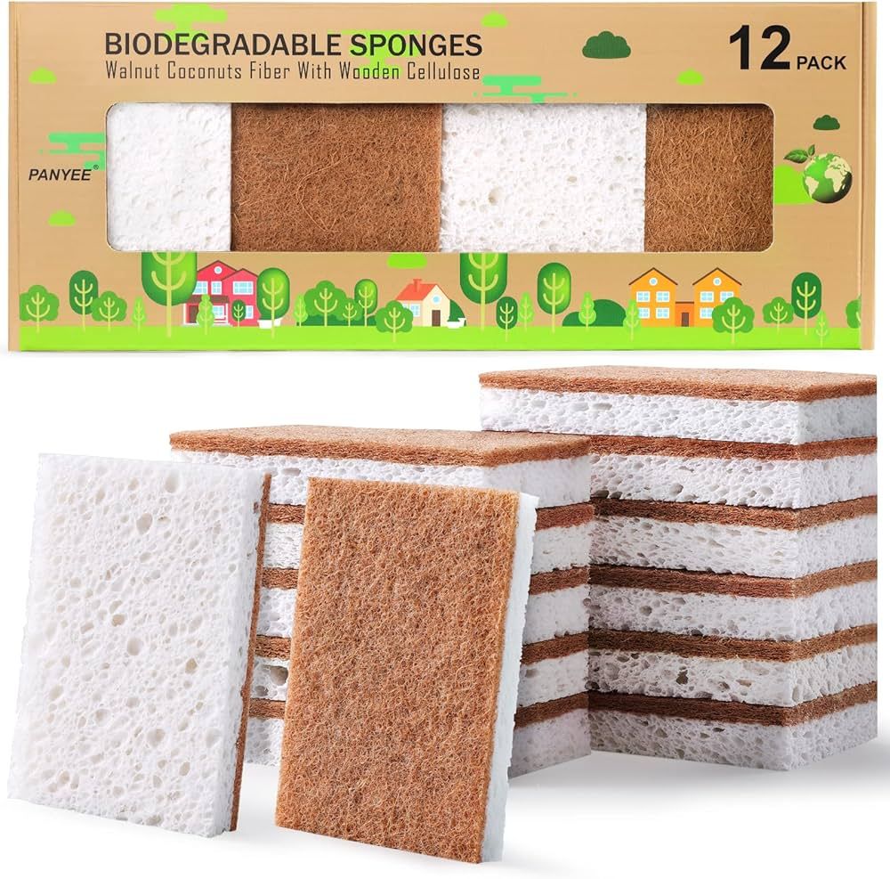 PANYEE Biodegradable Natural Kitchen Sponge，Eco Friendly Sponges for Dishes,Compostable Cellulo... | Amazon (US)