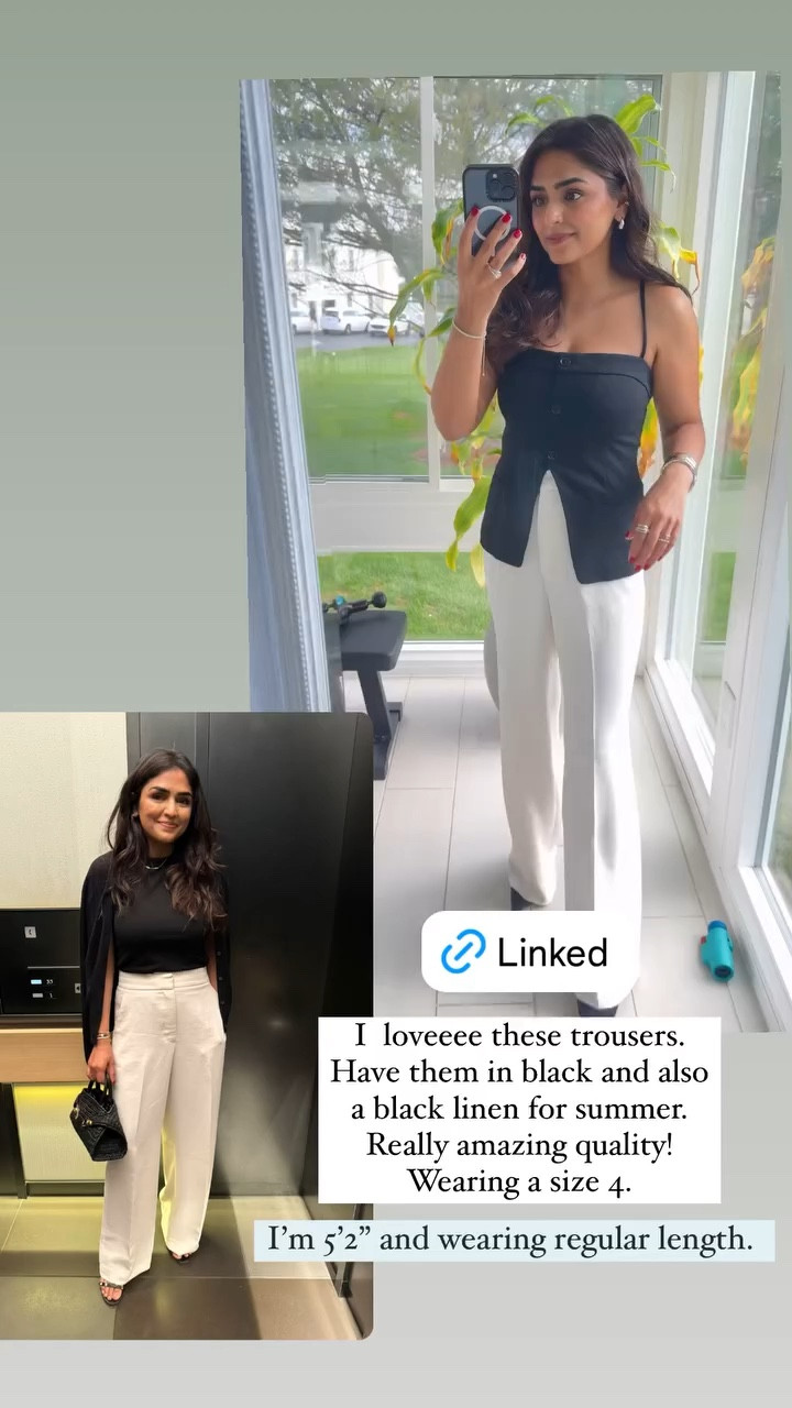 I loveeee these trousers. I have them in black and also a black linen for summer.
Really amazing quality!
Wearing a size 4. I'm 5'2" and wearing regular length.

#LTKWatchNow #LTKStyleTip #LTKPetite