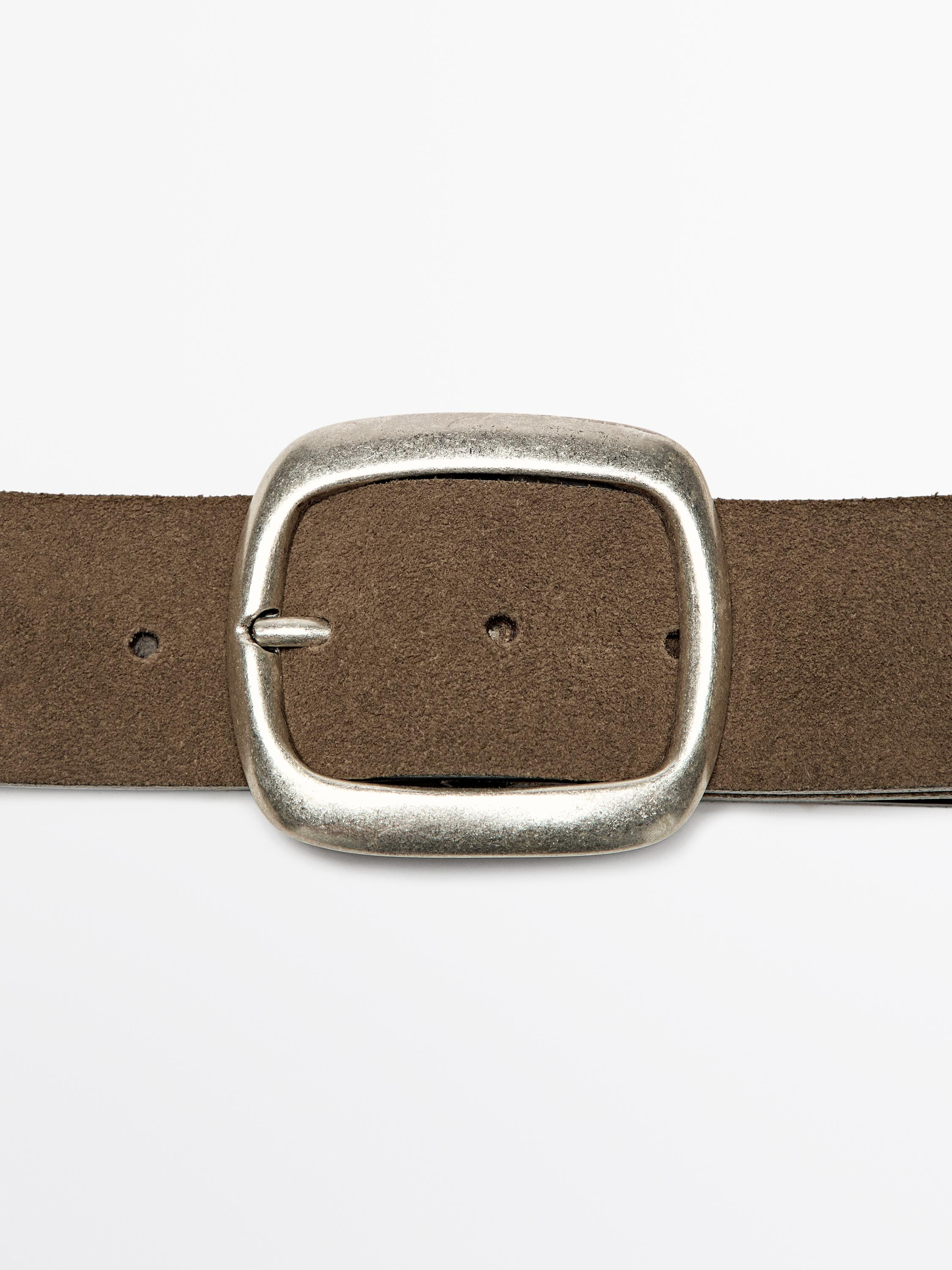 Split leather belt with rounded buckle | Massimo Dutti UK