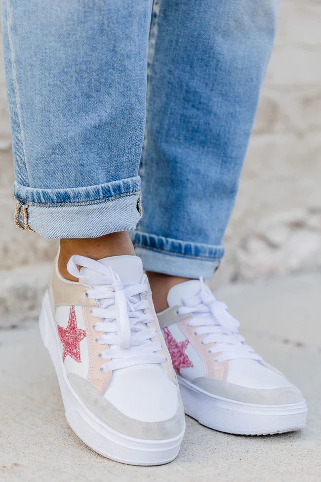 Cleo Pink And Rose Gold Star Sneakers | Pink Lily