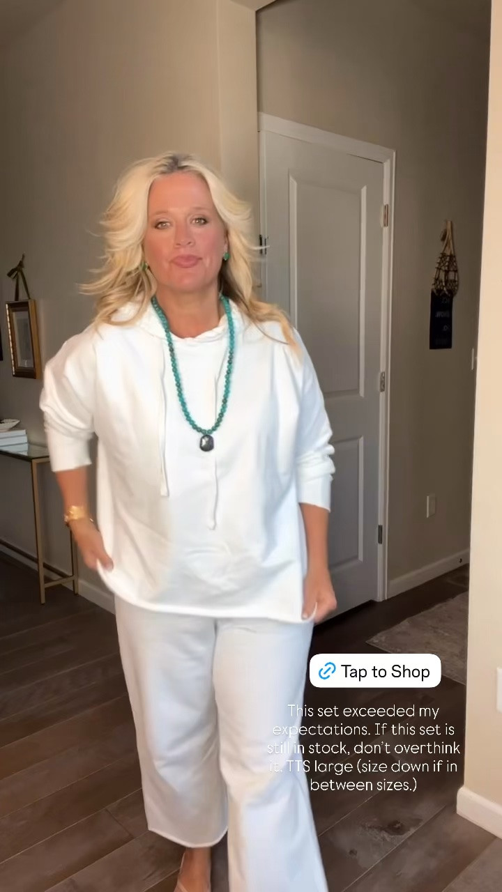 ✨Tap the bell, save and ❤️ start here over 40 fashion, midlife style, midsize fashion and luxury looks for less.  

⬇️Sizing information:
Large hoodies (size down if in between sizes.)
Large pants (size down if in between sizes.) 

**highly recommend the Henley while it is in stock!

I want pajama-level comfort without looking frumpy. 😂

This white organic-cotton set lifts, skims, and balances—giving us that expensive, pulled-together look without trying too hard.

Completely Outfit Physics™ approved.

👑 Helping you look good, feel good.-Lindsey Denver   Check back daily for belly-friendly style, confidence, and Outfit Physics™.

#LTKOver40 #LTKMidsize #LTKPlusSize

Comment SHOP below to receive a DM with the link to this post on my LTK ⬇ https://liketk.it/6mJ8R

Comment SHOP below to receive a DM with the link to this post on my LTK ⬇ https://liketk.it/6mJlo
