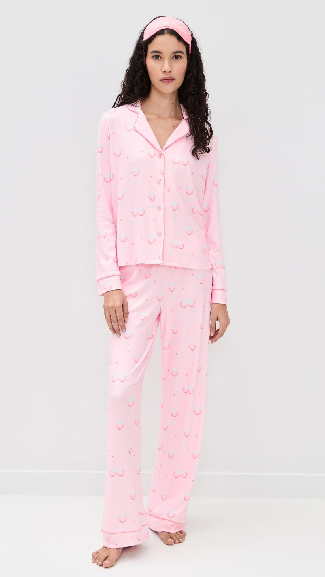 Happy Hour Wine Glass Print 3-Piece PJ Set | Shopbop