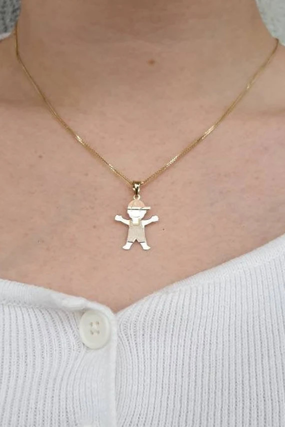 Boy Charm Pendant Solid Gold 14K New Born Pendant | Etsy | Etsy (US)