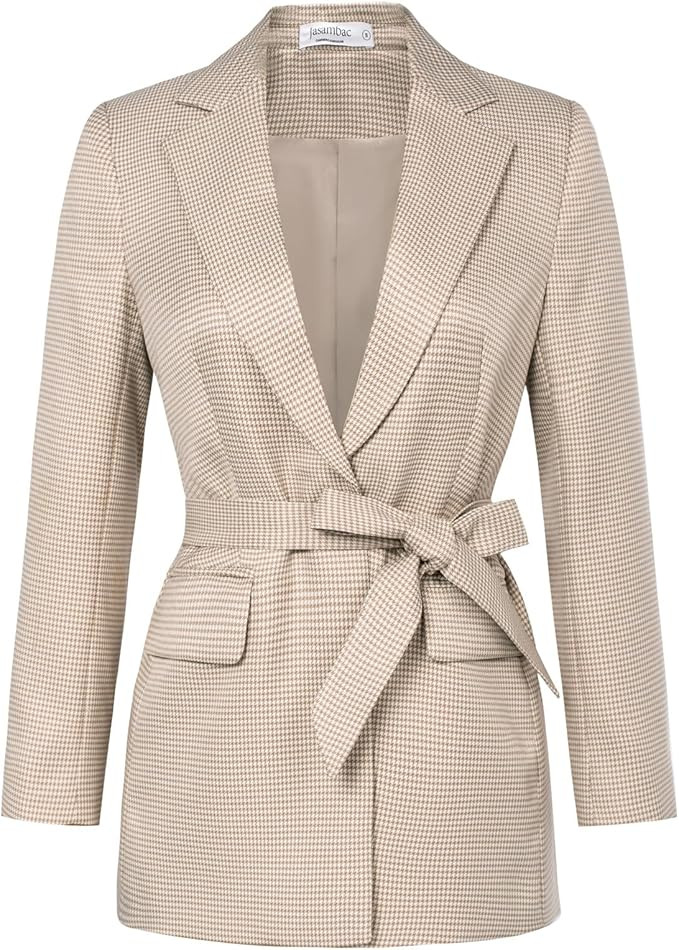 JASAMBAC Womens Blazers for Work Lapel Open Front Long Sleeve Suit Jackets Work Jacket for Busine... | Amazon (US)