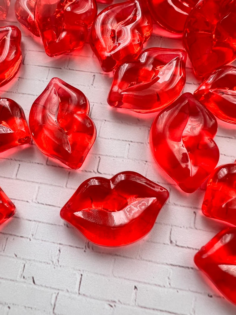 HOT RED Clear Lips Cabochon for Cellphones-embellishment-handcrafts-valentines Day-hot Kisses-han... | Etsy (US)