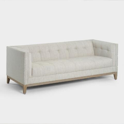 Taupe Tufted Nail Head Myles Sofa | World Market