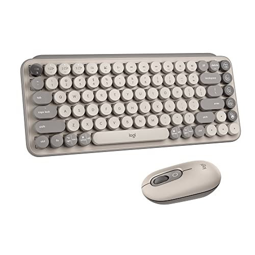 Logitech POP Keys + POP Mouse - Wireless Keyboard and Bluetooth Mouse Combo with Typewriter-Style Mechanical Keys, Emoji Features, Cute Compact Design - Mist | Amazon (US)