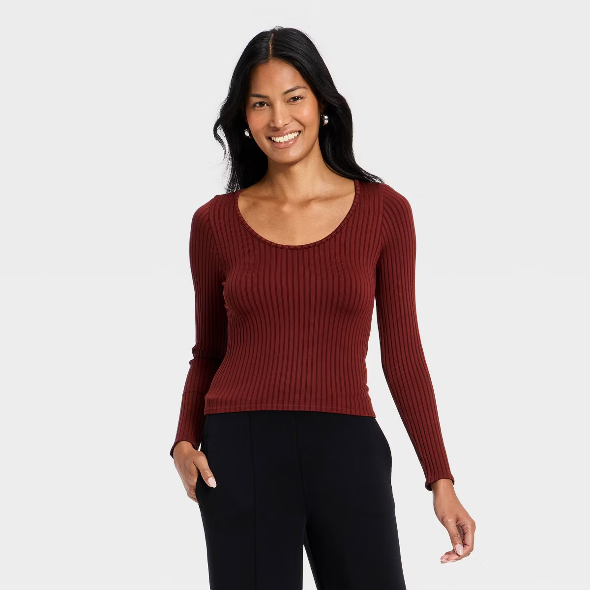 Women's Ribbed Seamless Long Sleeve Top - A New Day™ | Target