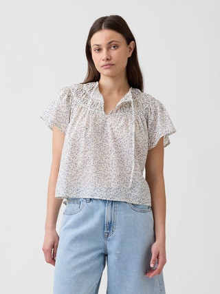 Splitneck Flutter Sleeve Top | Gap Factory