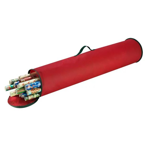 40.5 in. Wrapping Paper Stand Up Storage Bag in Red - Walmart.com | Walmart (US)