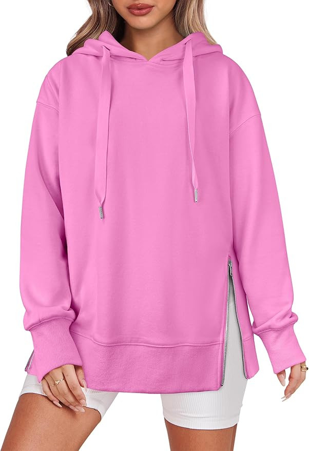 ANRABESS Women Oversized Hoodies Side Zipper Fleece Long Sweatshirts Lightweight Tunic Pullover 2... | Amazon (US)