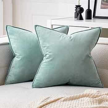 MIULEE Blue Grey Decorative Velvet Throw Pillow Covers Soft Pillow Covers Soild Square Cushion Ca... | Amazon (US)