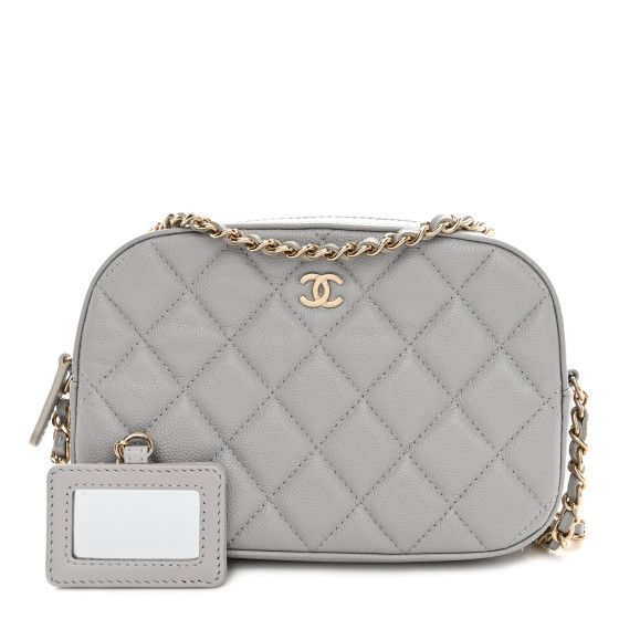 Caviar Quilted Camera Case Grey | FASHIONPHILE (US)