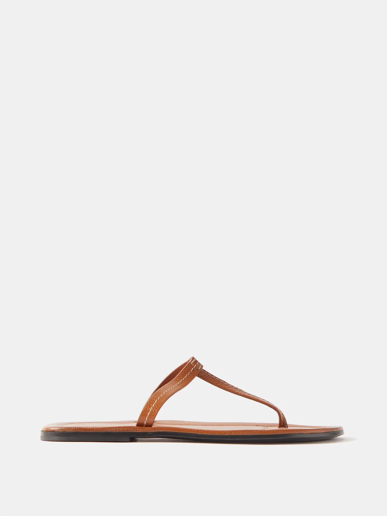 Topstitched leather flat sandals | Matches (US)