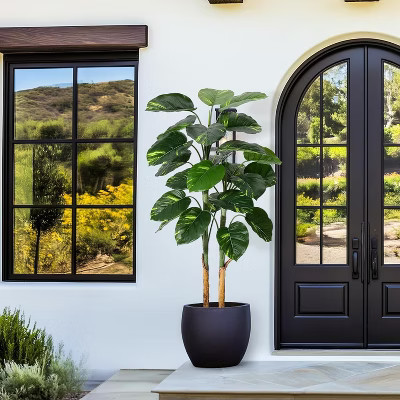 5FT Artificial Scindapsus Aureus Plant Indoor, Fake Tree with Decorative Planter, Faux Golden Pothos Floor Plants in Pot for Home Office Decor | Target