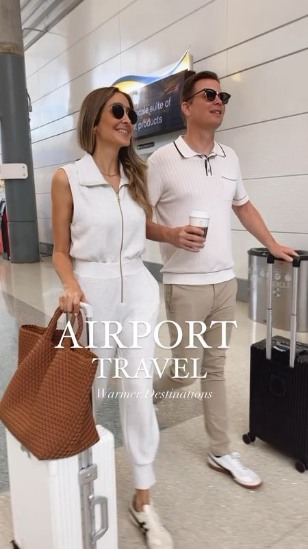 Travel / airport outfit ideas that are comfortable and very chic!! 
The fabric is ultra stretchy for all of them 
I am wearing a size small on all pieces Eric is wearing a size large 

#LTKtravel #LTKover40 #LTKmens