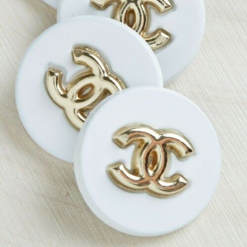 Chanel Buttons 2pc 20mm CC White & Gold Vintage Style 2 Buttons AUTH!  | eBay | eBay US