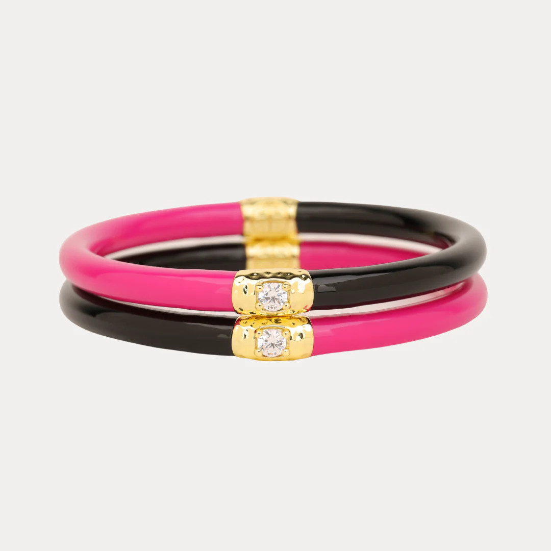 Epic Pink/Black Yin & Yang All Weather Bangles® (AWB®) | BuDhaGirl