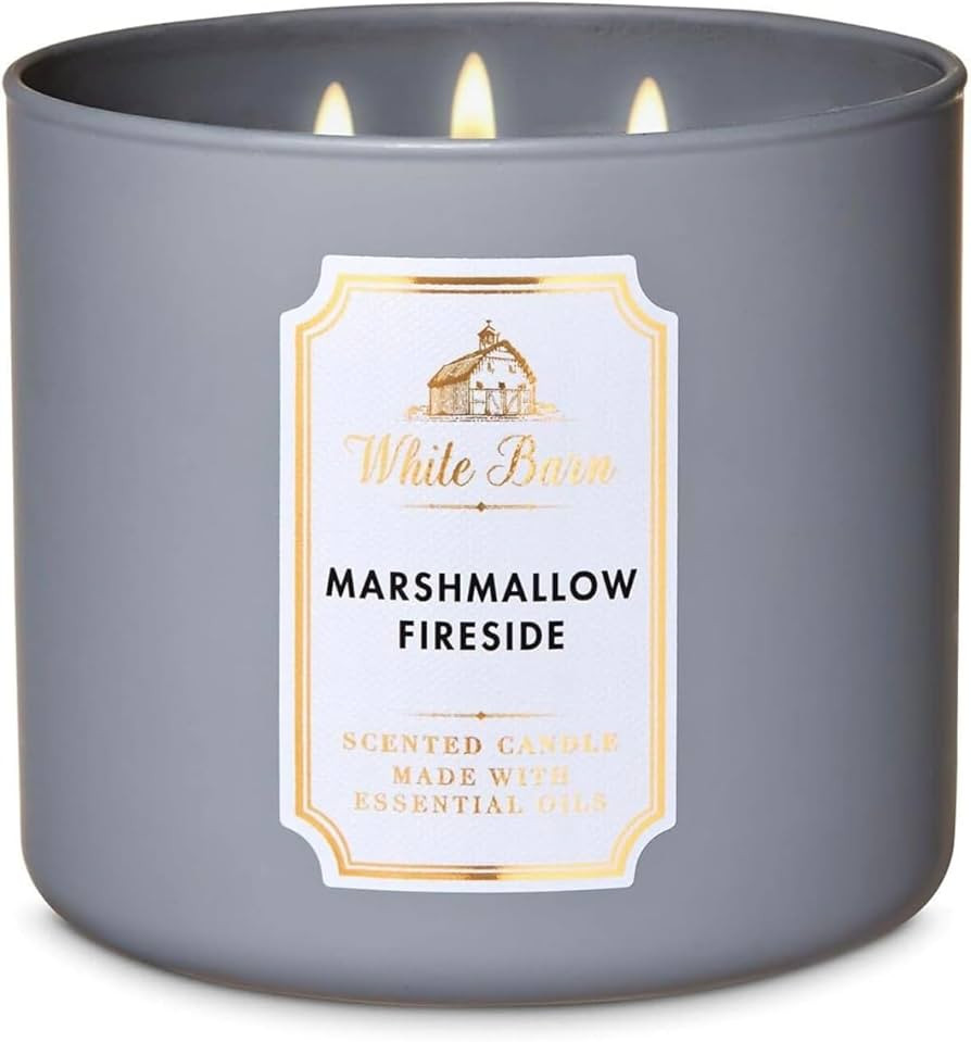 Bath & Body Works White Barn Marshmallow Fireside 3 Wick Candle, 14.5oz/411g | Amazon (US)